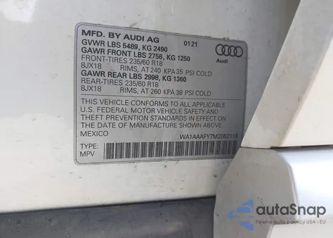 2021 Audi Q5 Premium 45 Tfsi Quattro S Tronic z USA, uszkodzony, nr VIN WA1AAAFY7M2052119